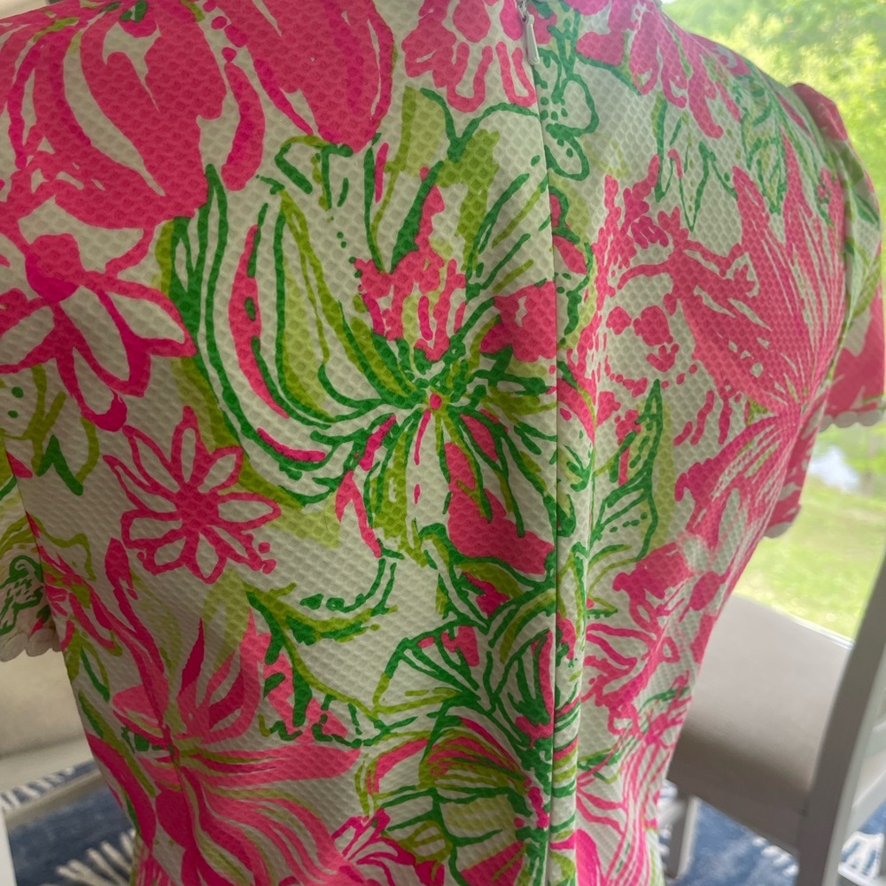 Lilly Pulitzer Maisie stretch dress Pink and Green Lace accent size 6 excellent - Picture 4 of 6